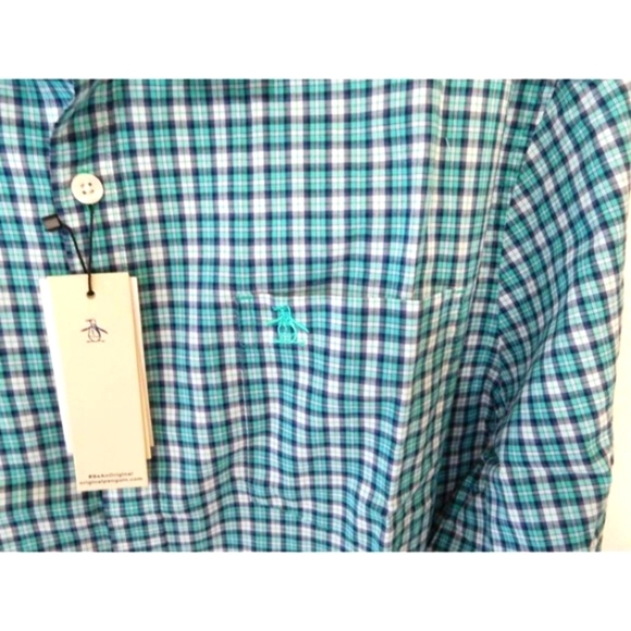 Original Penguin Men Mini Plaid Long Sleeve Shirt Extra tExtra Large 2XL New - Picture 4 of 8